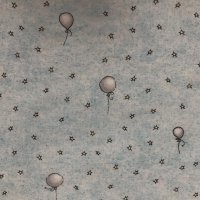 Miniatura de foto de Popelín estampado globos y estrellas celeste