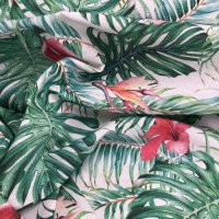 Miniatura de foto de Loneta estampada selva hibiscos y anturios 