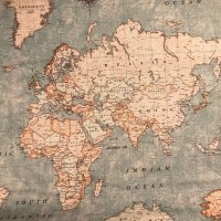 Miniatura de foto de Loneta mapa mundi rústico
