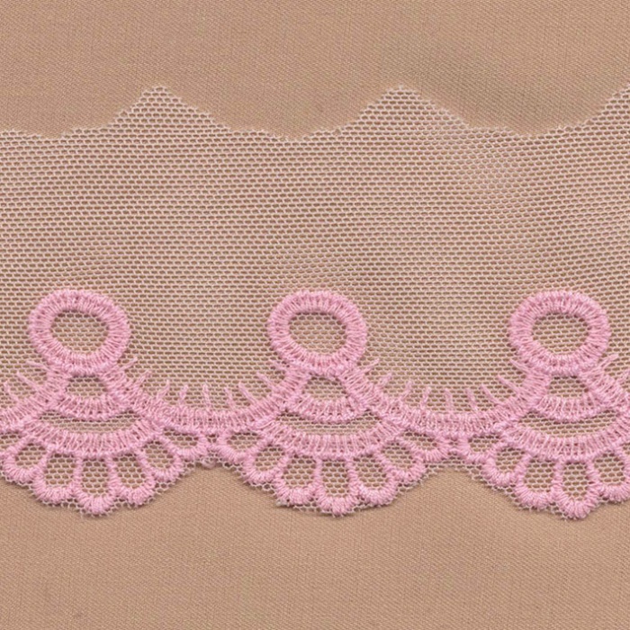 Foto de puntilla bordada algodón / nylon rosa