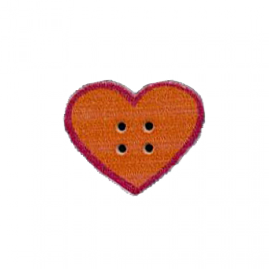 Foto de Boton madera forma corazón naranja
