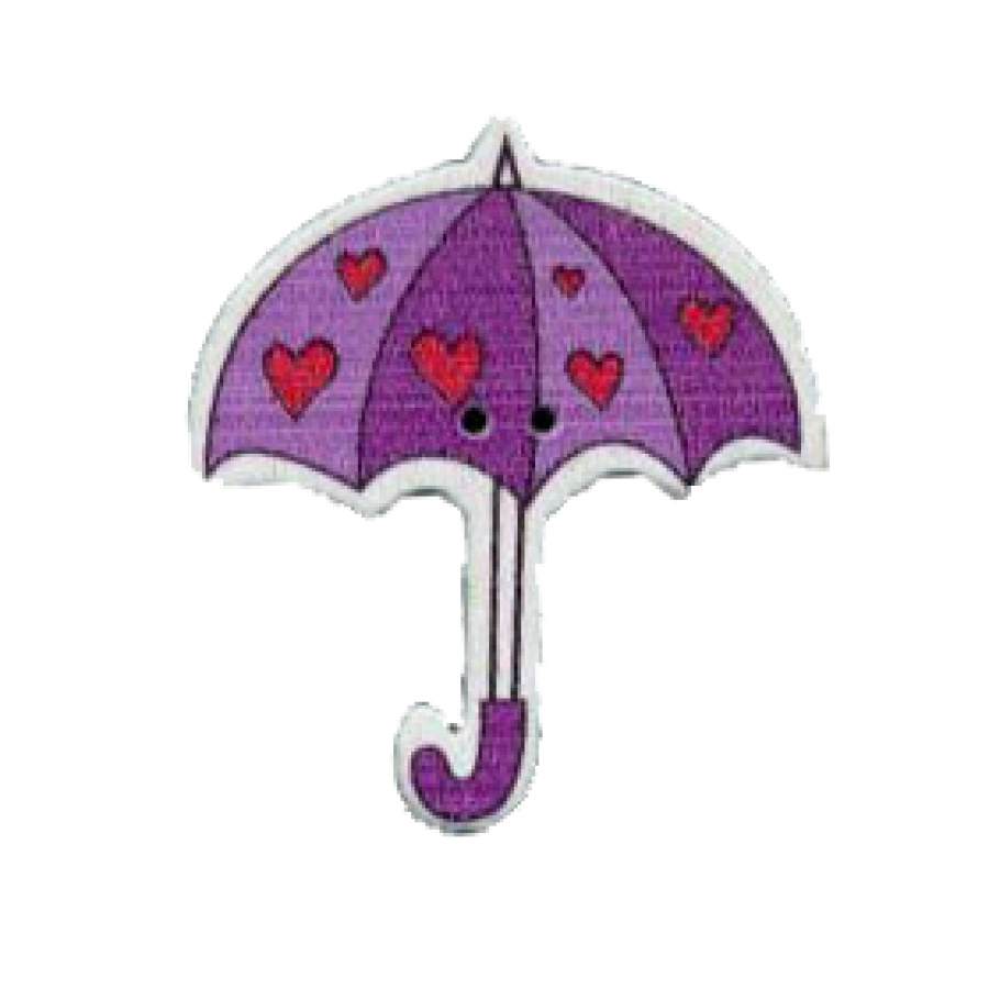 Foto de Boton madera forma paraguas purpura