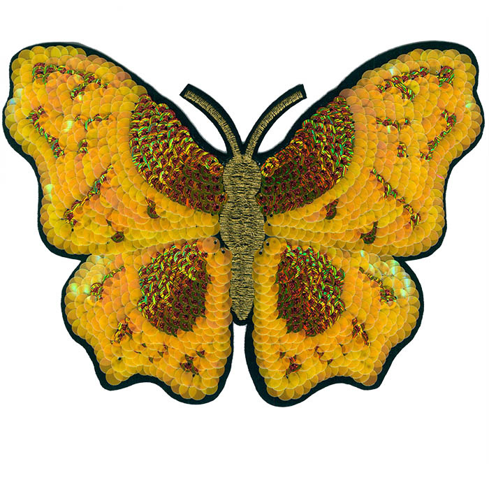 Foto de Aplicación mariposa  lentejuelas amarilla 23x17 cm