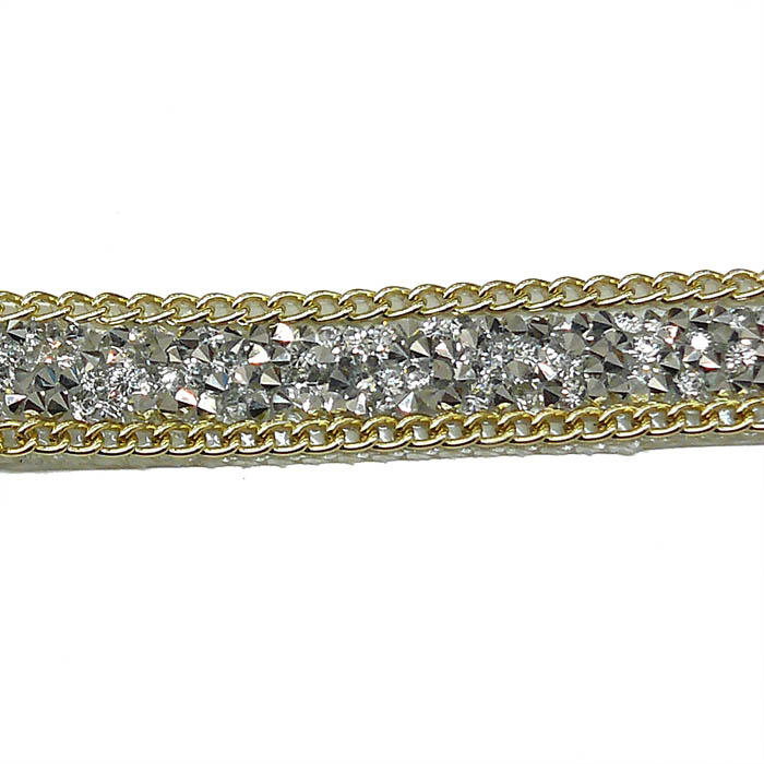 Foto de Tira con cristales y cadena dorada 18 mm