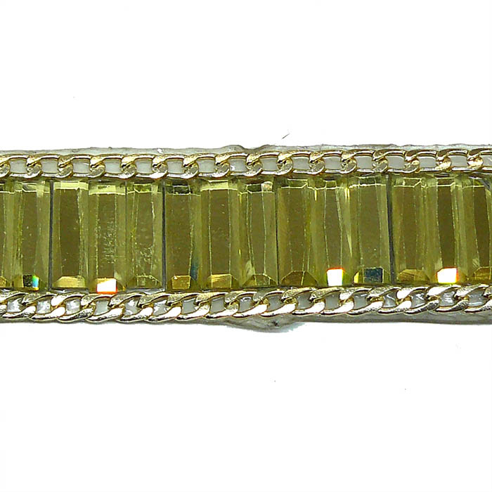 Foto de Tira con cadena termoadhesiva cristales dorados 20 mm