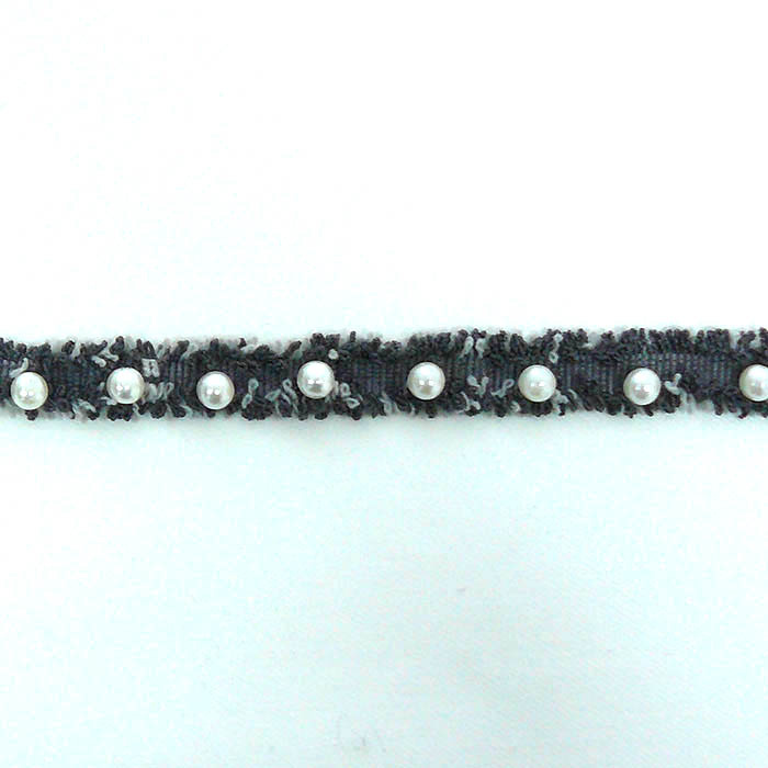 Foto de Pasamanería hilo fantasía perla 1cm blanco, gris