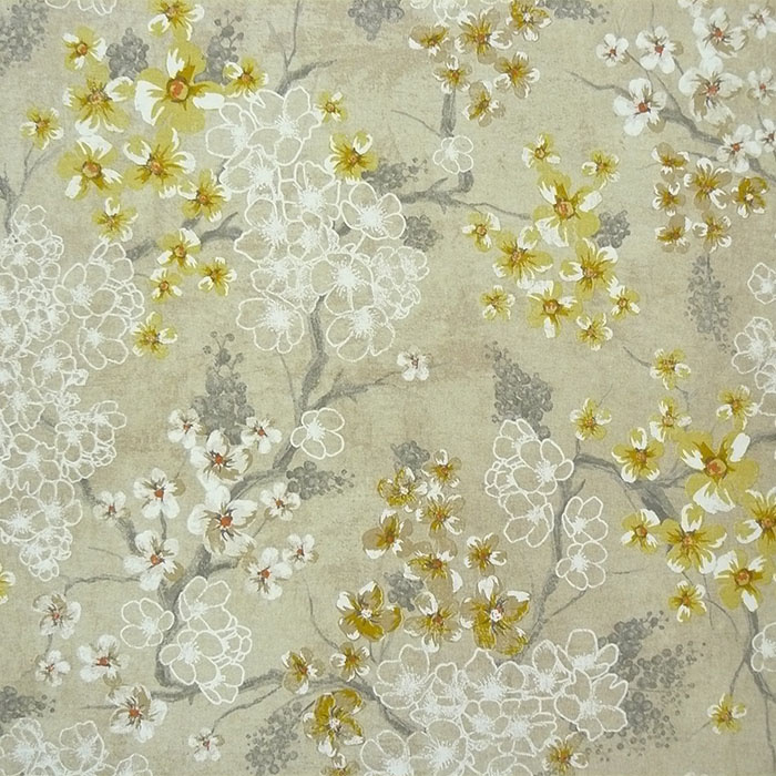 Telpes telas - Loneta flores amarillas, rosas y blancas
