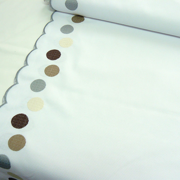 Foto de Piqué blanco sari bordado lunares blancos, gris, marrón, beige