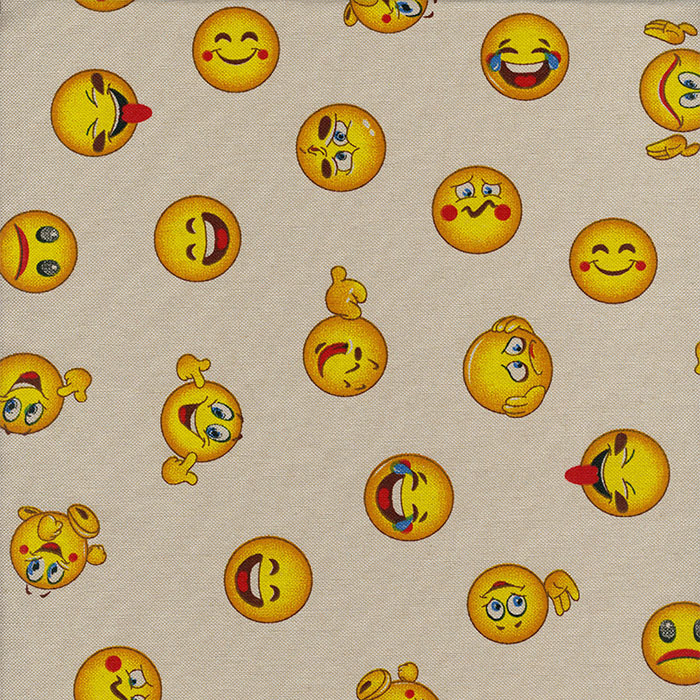 Foto de Loneta gris estampada emojis