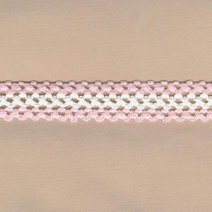 Foto de Galón bolillo blanco y rosa algodón 15mm