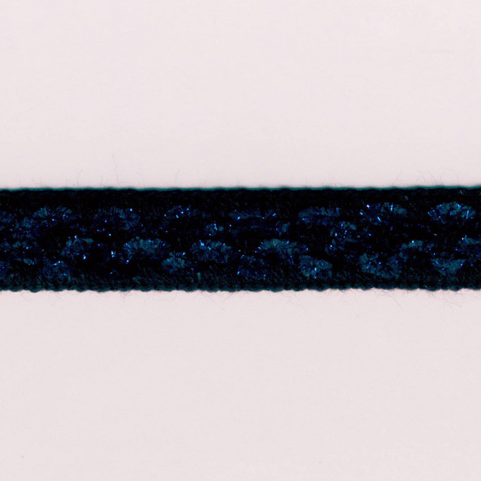 Foto de Galón ochos chenilla y lúrex, negro, azul 20mm