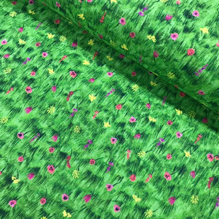 Algodón patchwork estampado digital campo verde