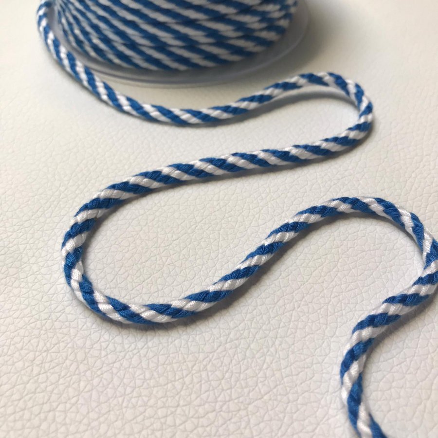 Foto de Cordón trenzado bicolor 5mm azulón y blanco